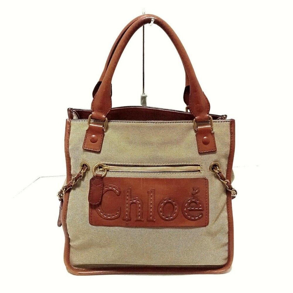 Authentic Chloe Harley Beige Brown Canvas Leather